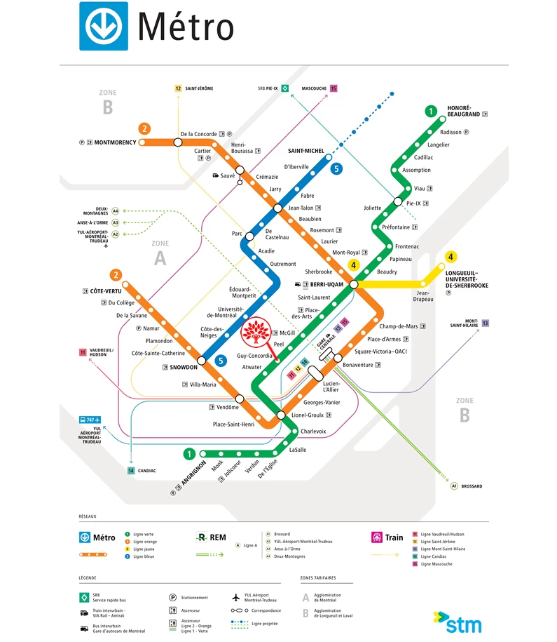 Plan du métro de Montréal